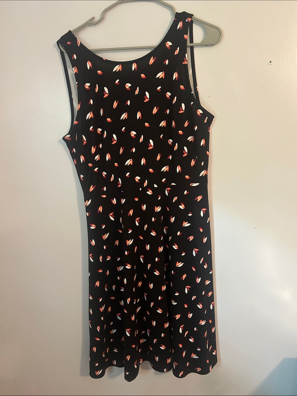 Ann Taylor Factory Black Midi Dress with Pink & Cream Petal Print